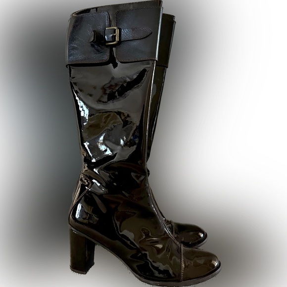 Italian Brown Paten leather boot Size 39 - Picture 5 of 13